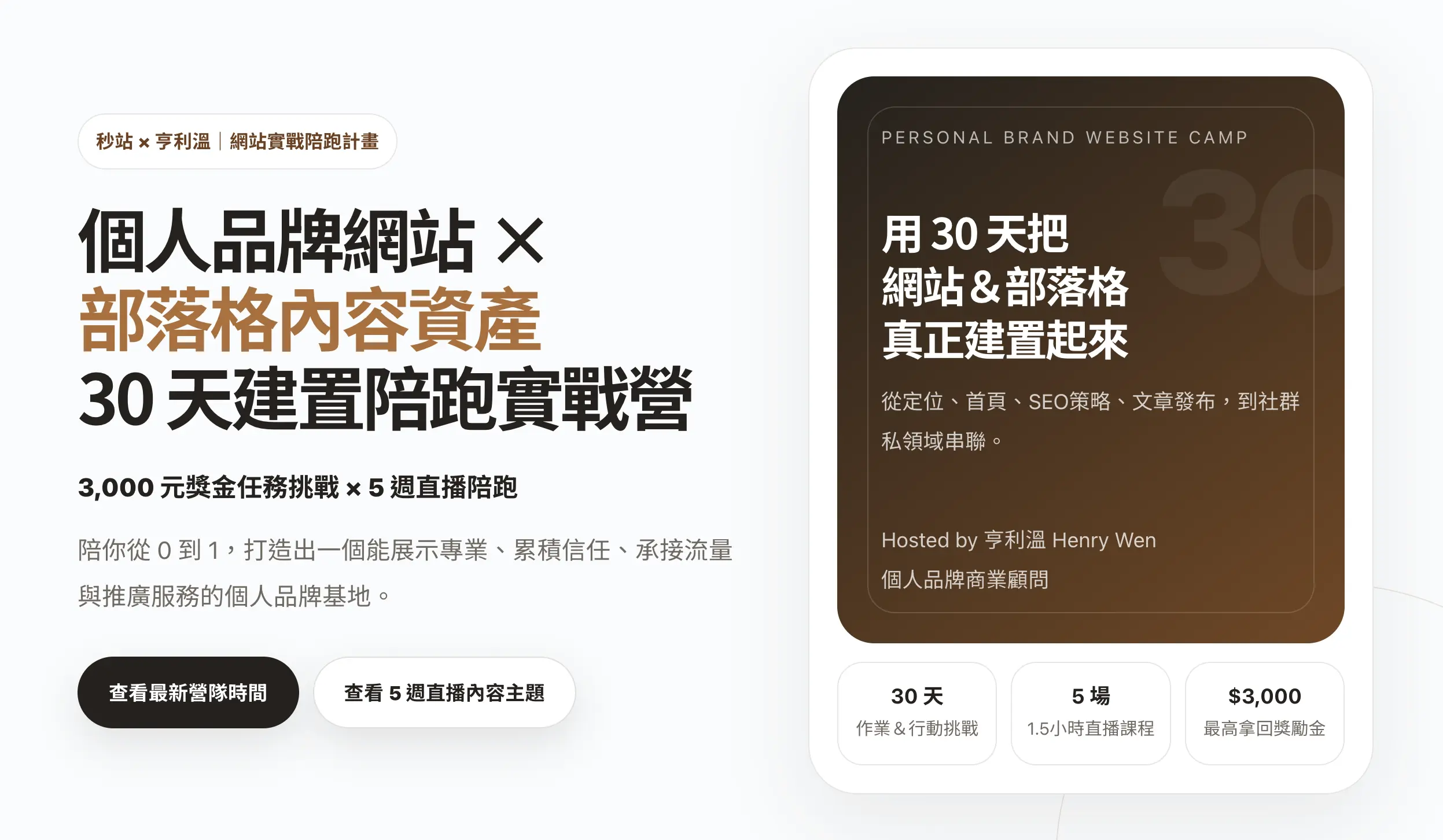 【30天個人品牌網站實戰營】把網站＆部落格真正建置起來！